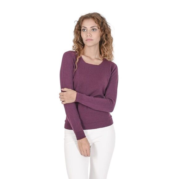Crown of Edinburgh Cashmere Cashmere Pullover Sweater Women Bordeaux Sweaters - Picture 4 of 7